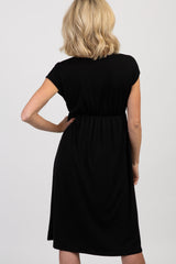 PinkBlush Black Draped Nursing Dress