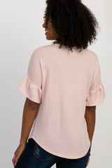 Light Pink Short Ruffle Sleeve Top