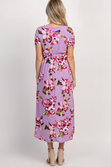PinkBlush Lavender Floral Hi-Low Maternity Wrap Dress