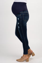 PinkBlush Navy Blue Distressed Maternity Jeans
