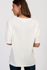 Ivory Solid Ribbed Short Sleeve Top