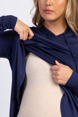 PinkBlush Navy Blue Wrap Front Maternity Nursing Hoodie