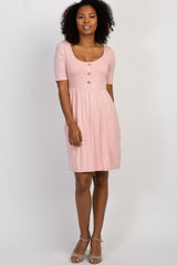 PinkBlush Pink Solid Button Front Dress