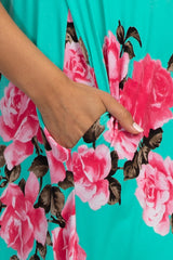 PinkBlush Mint Rose Print V-Back Maternity Wrap Maxi Dress