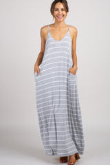 Heather Grey Striped Cami Maxi Dress