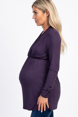 Purple Long Sleeve Maternity/Nursing Top