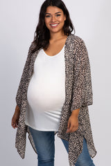 Mocha Leopard Print Chiffon Plus Maternity Cover Up