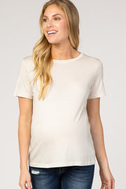 Ivory Solid Basic Short Sleeve Maternity Top