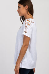 White Crochet Sleeve Top