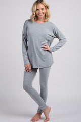 PinkBlush Grey Basic Long Sleeve Maternity Pajama Set