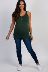 PinkBlush Olive Green Button Accent Maternity Tank Top