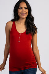 PinkBlush Rust Button Accent Maternity Tank Top