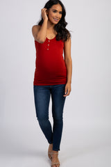 PinkBlush Rust Button Accent Maternity Tank Top