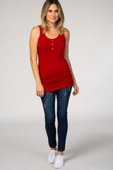 PinkBlush Rust Button Accent Tank Top