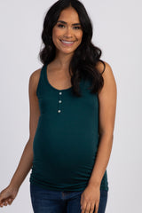PinkBlush Forest Green Button Accent Maternity Tank Top