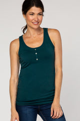 PinkBlush Forest Green Button Accent Maternity Tank Top
