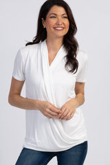 PinkBlush Ivory Pleated Wrap Accent Nursing Top