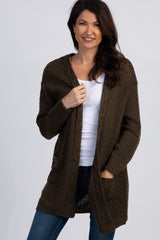 Olive Cable Knit Maternity Cardigan