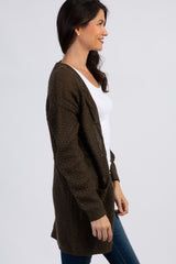 Olive Cable Knit Cardigan