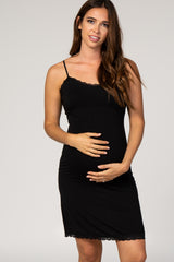 PinkBlush Black Lace Trim Maternity Sleep Dress