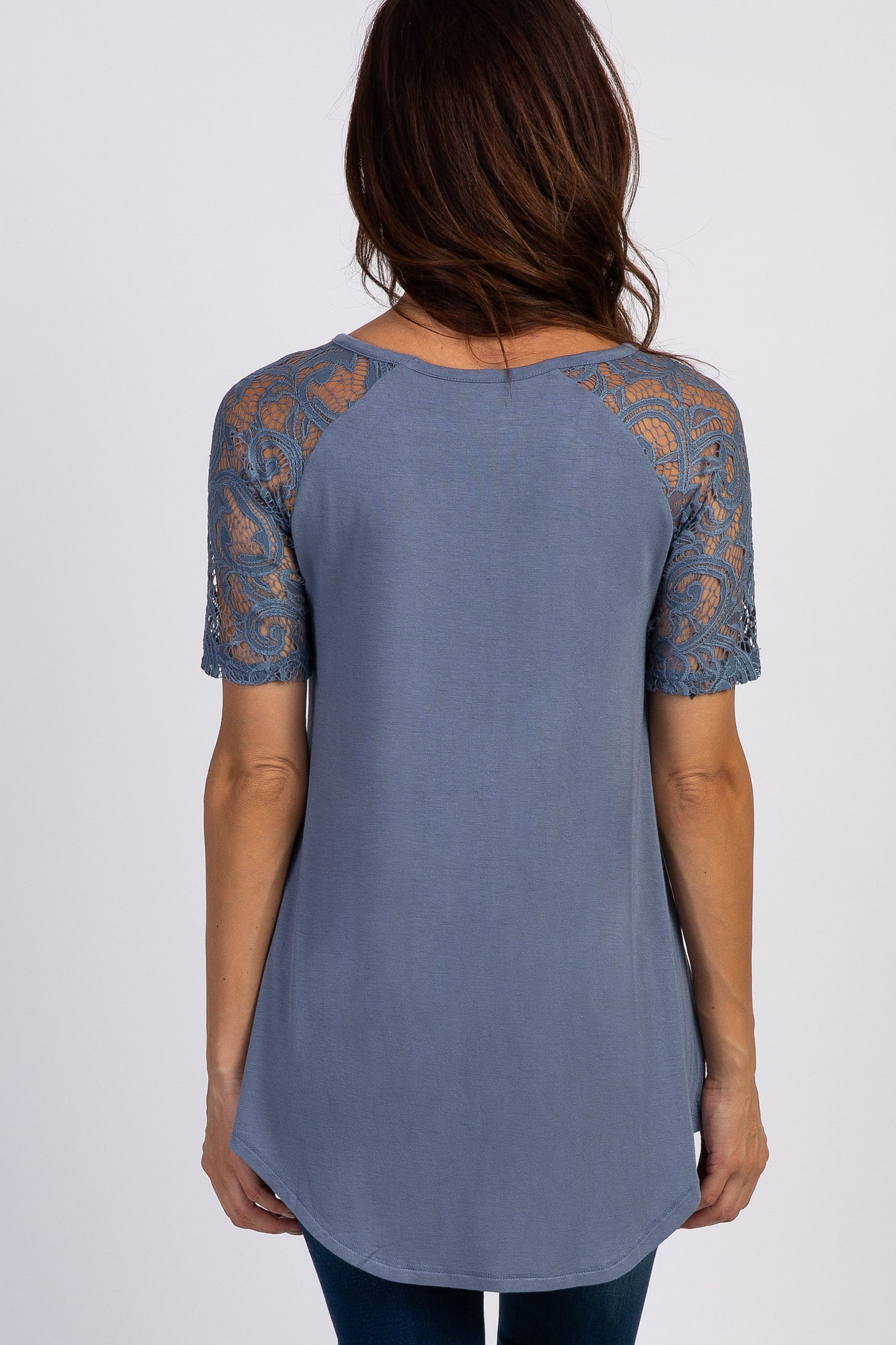 Blue Lace Sleeve Top