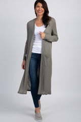 Olive Ribbed Maternity Duster Cardigan
