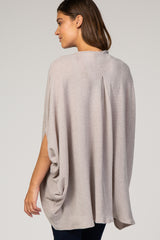 Beige Solid Ribbed Draped Cardigan