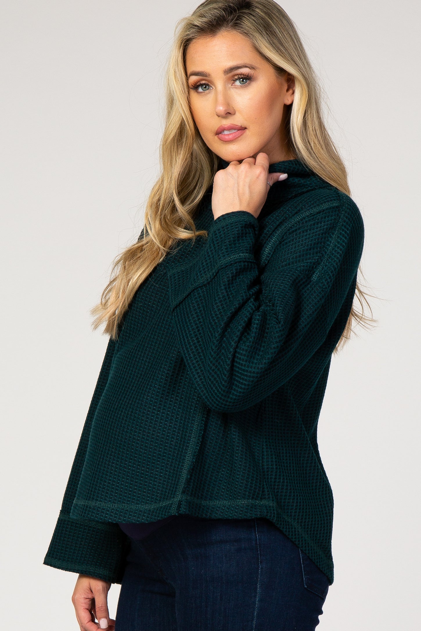 Green Long Sleeve Cowl Neck Maternity Top