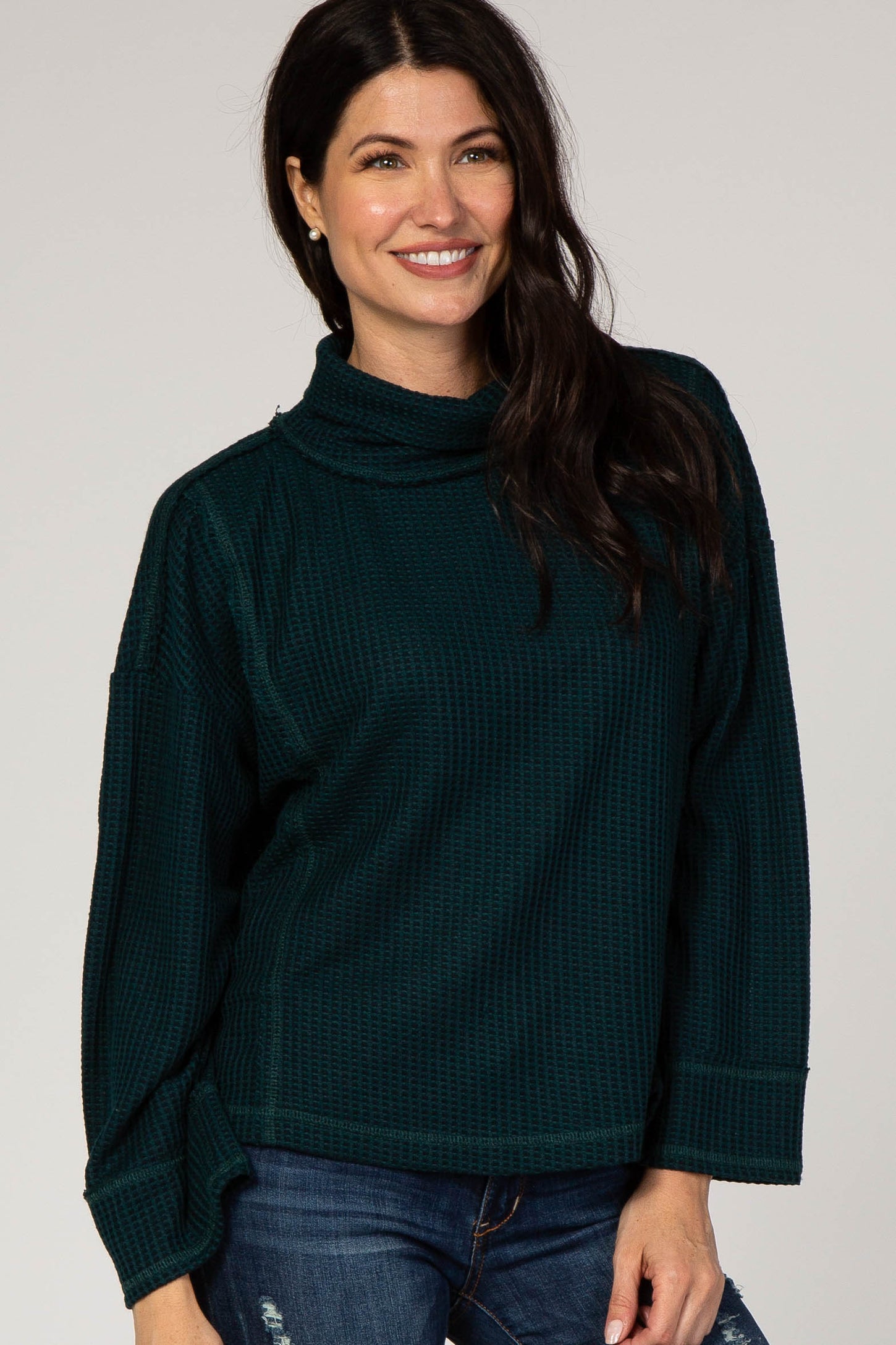 Green Long Sleeve Cowl Neck Maternity Top