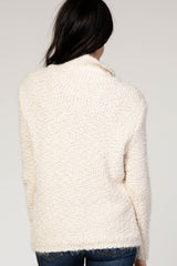 Ivory Fuzzy Mock Neck Hi-Low Sweater