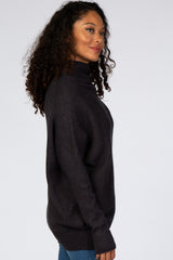 Charcoal Funnel Neck Dolman Sleeve Sweater
