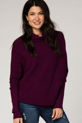 Purple Funnel Neck Dolman Sleeve Maternity Sweater