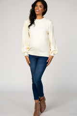 Ivory Cable Knit Sleeve Maternity Sweater