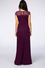 Purple Lace Yoke Maxi Dress