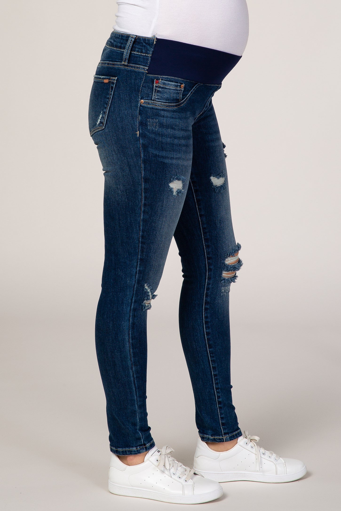 PinkBlush Blue Distressed Maternity Jeans