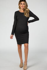 Forest Green Knit Long Sleeve Maternity Dress