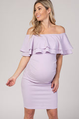 PinkBlush Lavender Off Shoulder Fitted Maternity Dress
