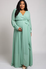 Mint Green Chiffon Maternity Plus Maxi Dress