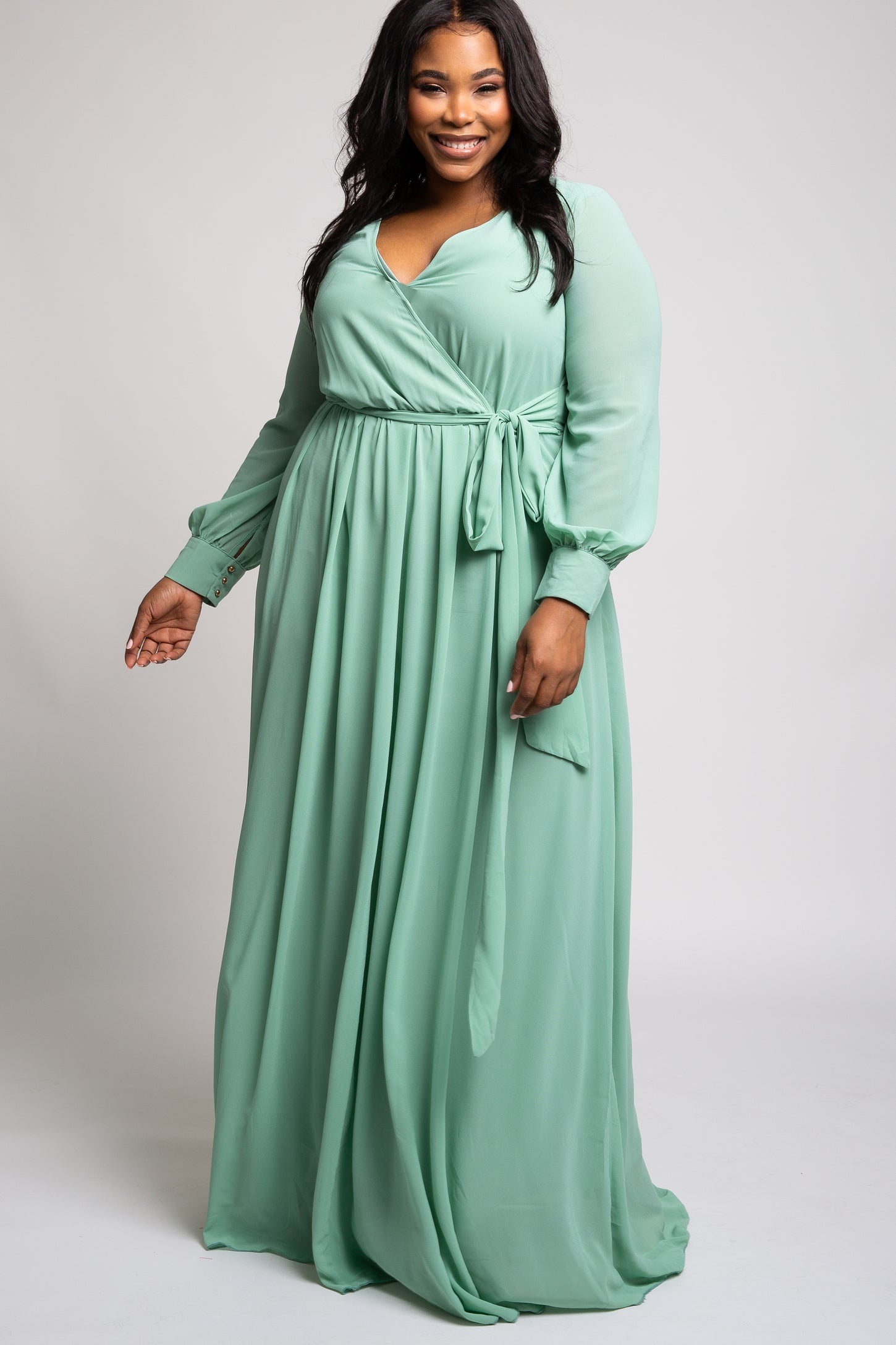 Mint Green Chiffon Maternity Plus Maxi Dress