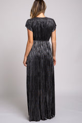 Black Shimmer Wrap Maxi Dress