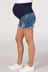 PinkBlush Blue Distressed Maternity Demin Shorts