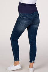 PinkBlush Blue Distressed Cropped Maternity Jeans