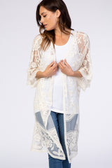 White Lace 3/4 Sleeve Cover Up