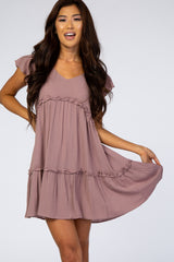 Mauve Ruffle Mini Dress