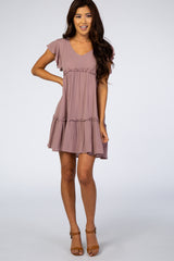 Mauve Ruffle Mini Dress