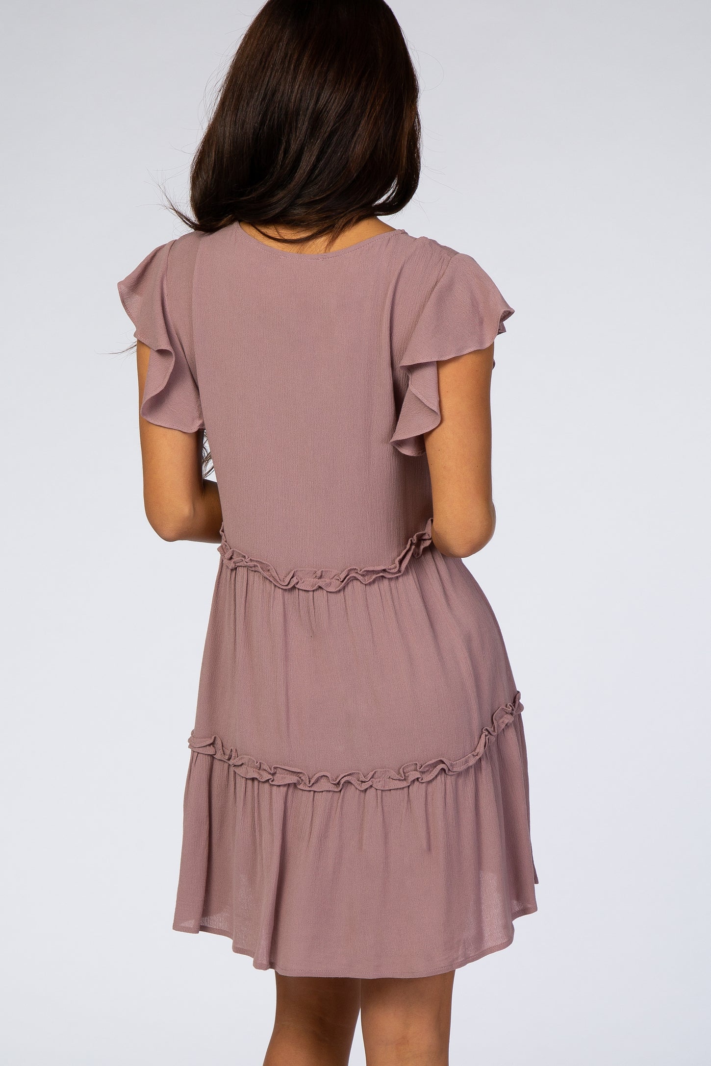 Mauve Ruffle Mini Dress
