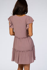 Mauve Ruffle Mini Dress