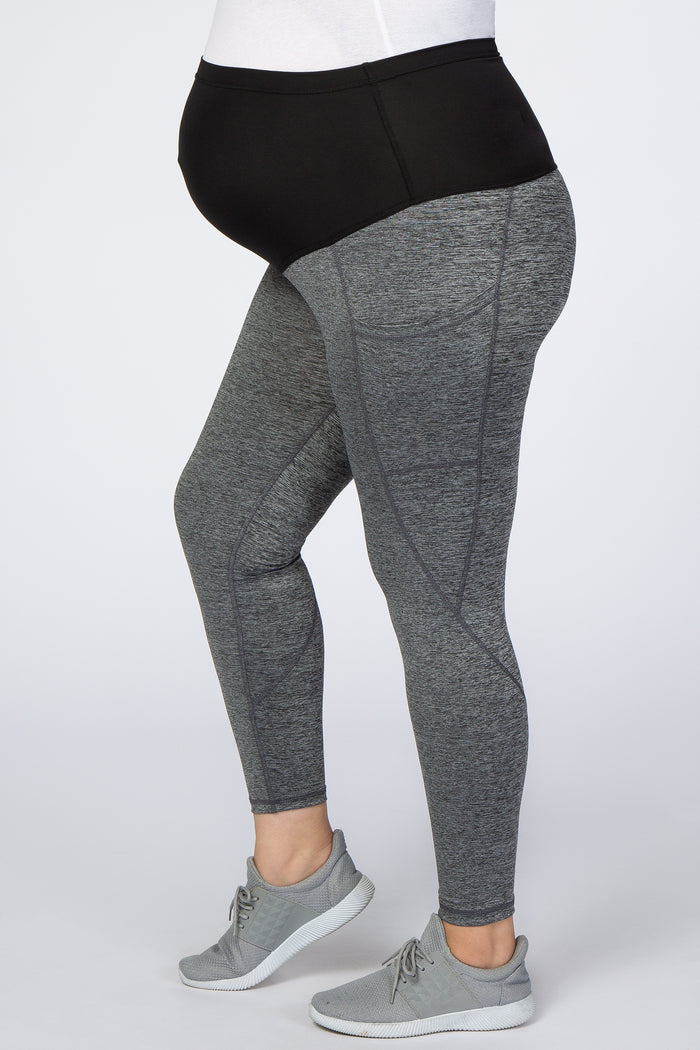Black Marled Maternity Plus Leggings