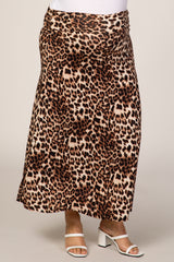 Brown Cheetah Print Maternity Maxi Skirt