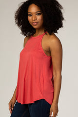 Coral Rounded Halter Neck Top